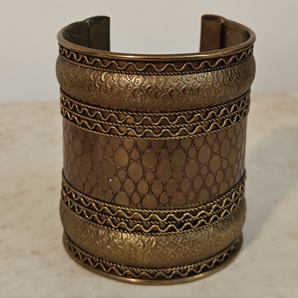 Cleopatra Style Wide Cuff Ornate Bracelet